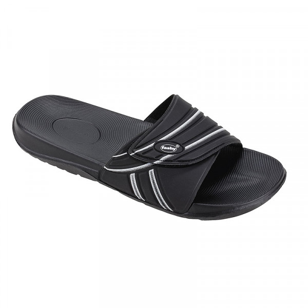 Badeschuhe Badepantolette schwarz Klett